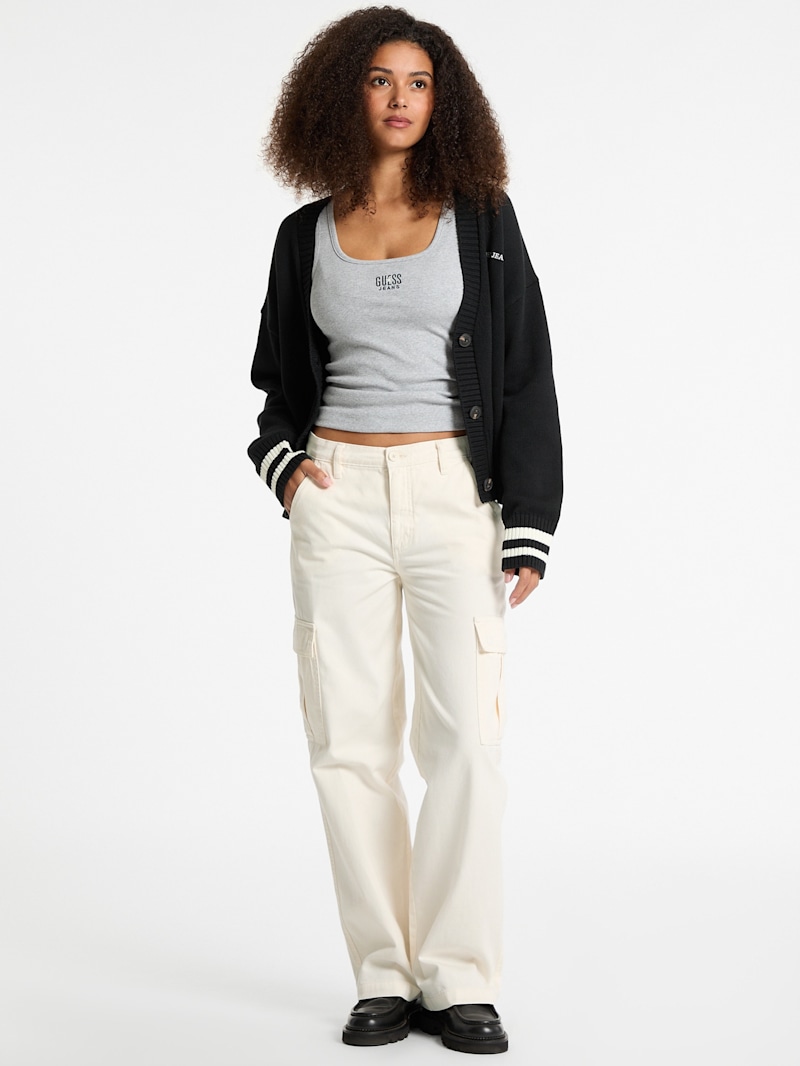 ♥JK_love_CK Embroidered Logo Varsity Cardigan | GUESS Jeans