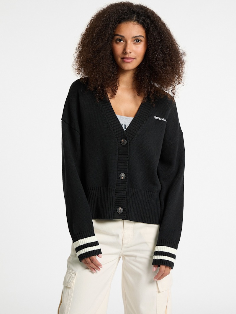 Embroidered Logo Varsity Cardigan | GUESS Jeans