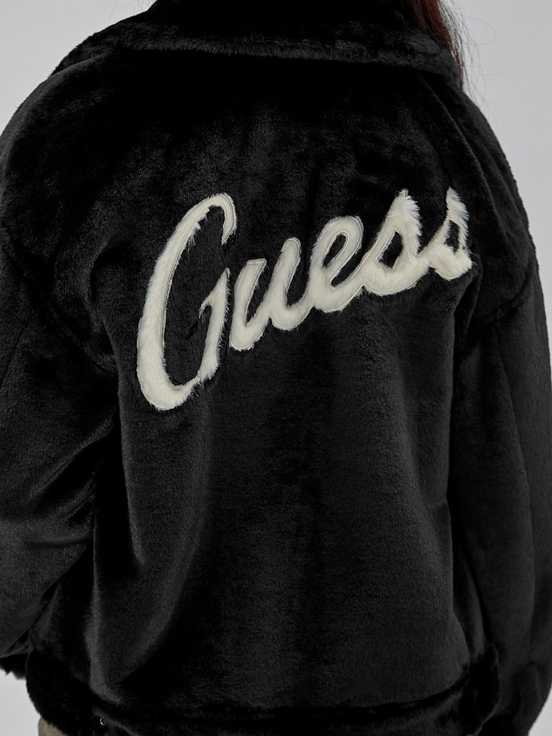 ジャケット・アウター vintage GUESS fur letter jacket GUESS - Los Angeles Black Moto Jacket - Etsy