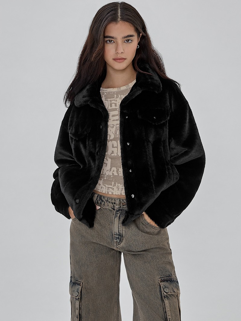 るー　フェイクフード GUESS Originals Oversized Fur Jacket | GUESS