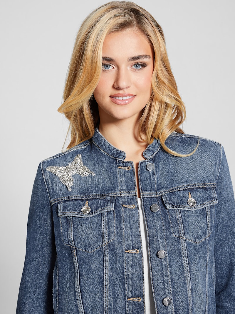Eco Delya Butterfly Denim Jacket | GUESS Canada