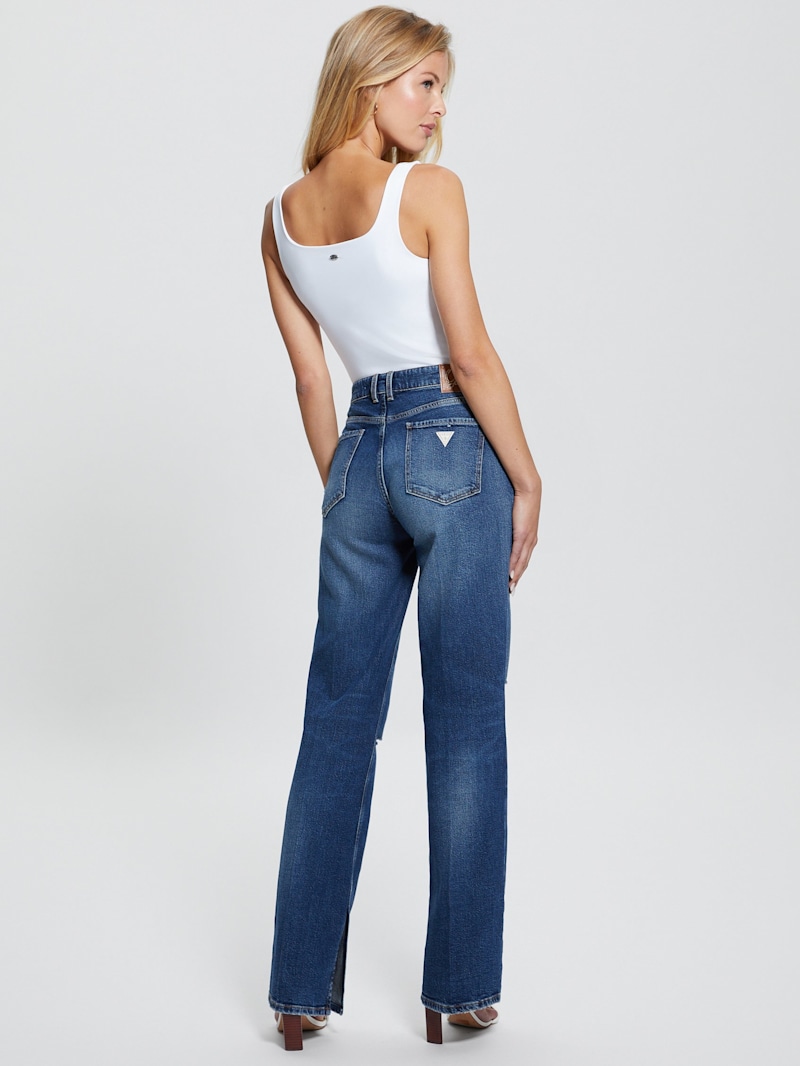 Eco Paulette Flare Split Denim Pants | GUESS