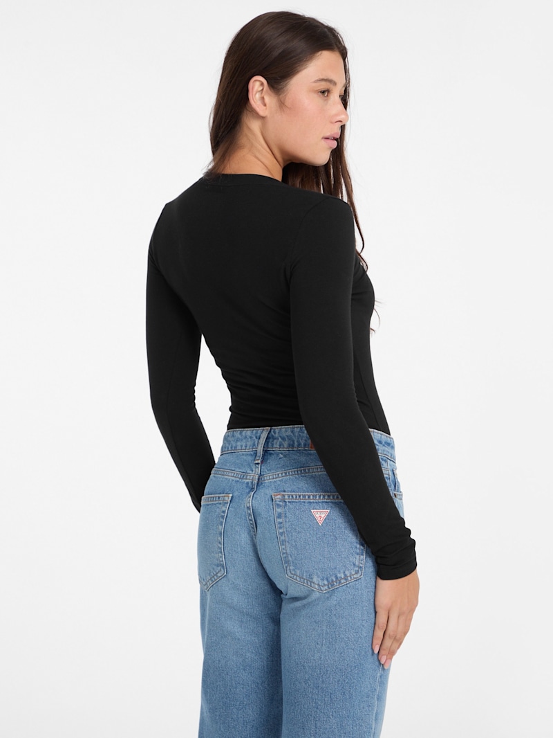 Slim Embroidered Long-Sleeve Tee | GUESS