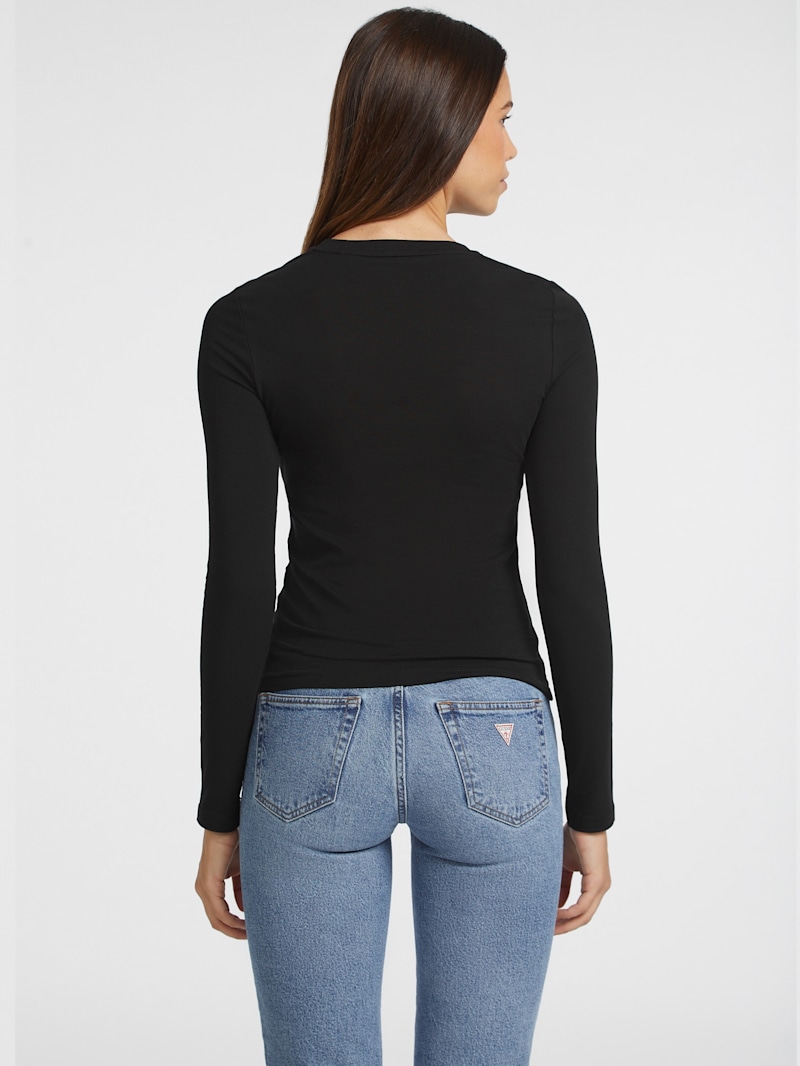 売れ筋商品|||リップカール カットソー トップス レディース Juniors' Luna Heritage T-Shirt Washed Black Florence Ruched Bodysuit | GUESS Factory