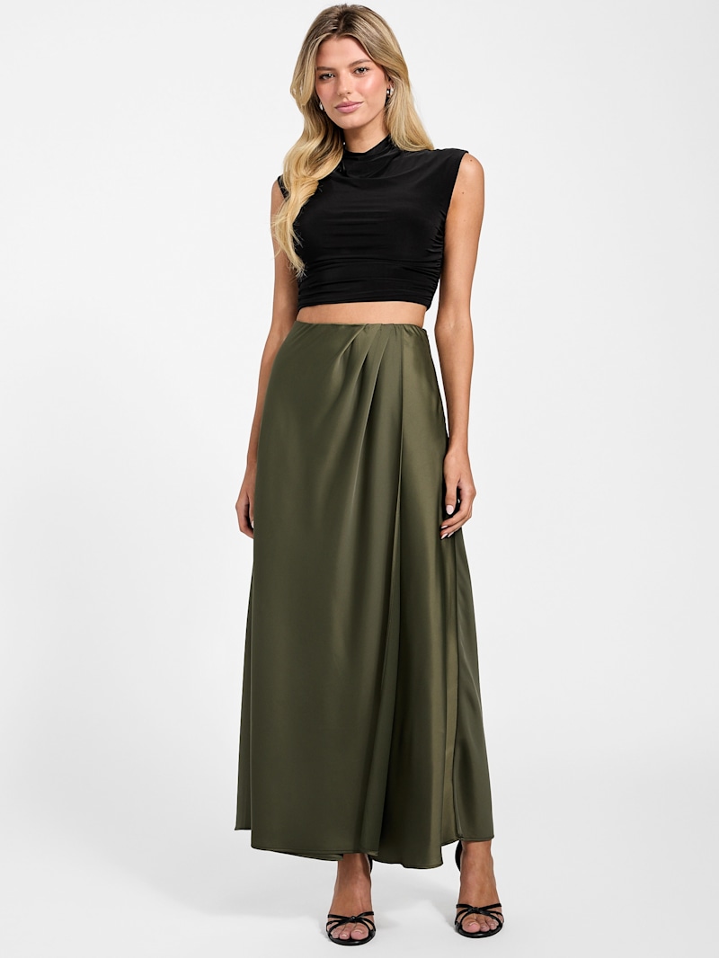 TFW40 CARDBOARD MATERIAL SKIRT グリーン　　　　M TFW40 CARDBOARD MATERIAL SKIRT グリーン M Eco Ana Satin Wrap