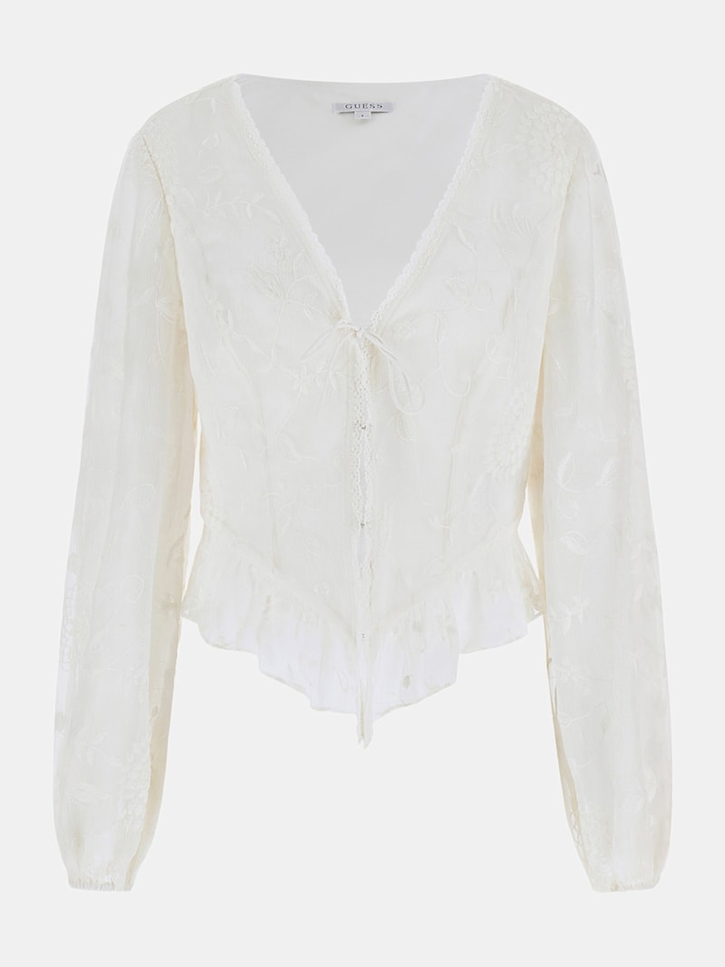 トップス Gajess Ribbon Blouse White Ribbon blouse | Gajess