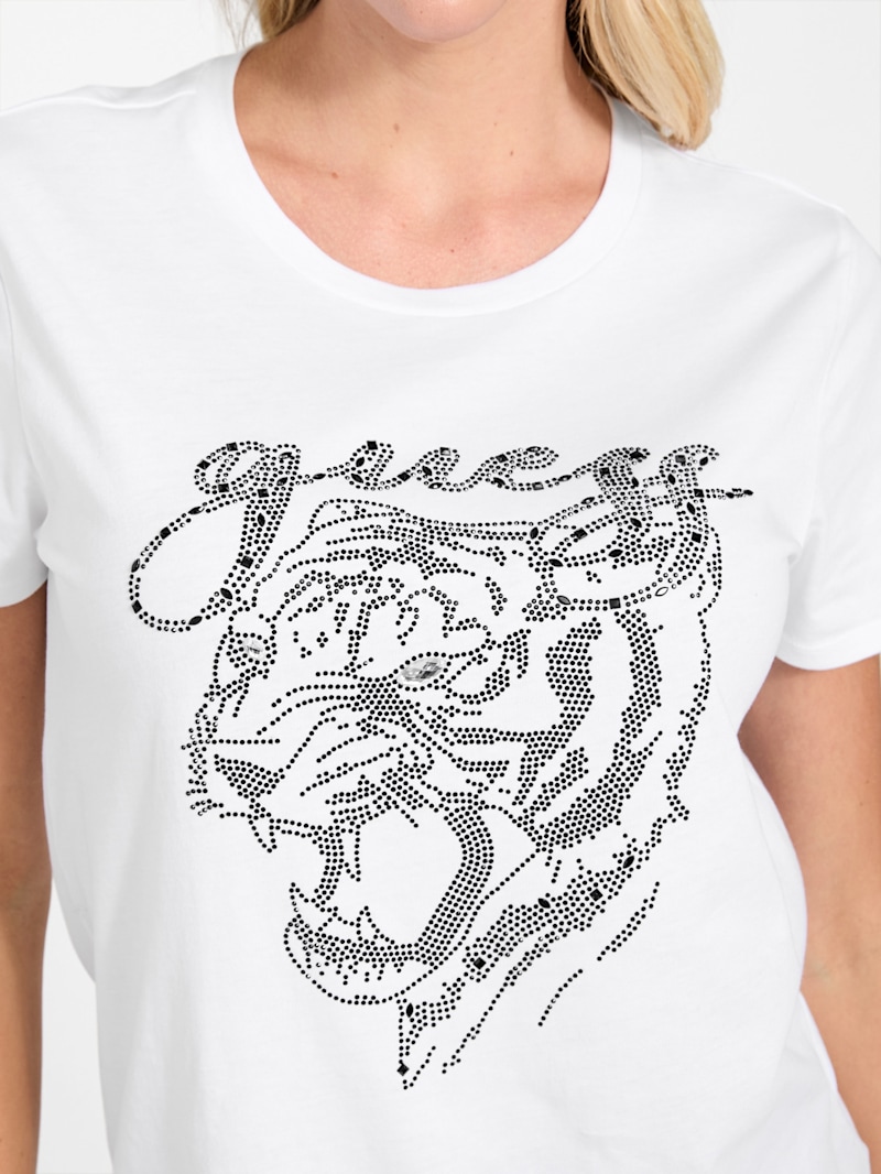Eco Rhinestone Tiger Easy Tee | GUESS Canada