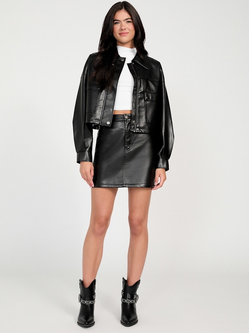 CROPPED FAUX LEATHER ブルゾン CROPPED FAUX LEATHER ブルゾン