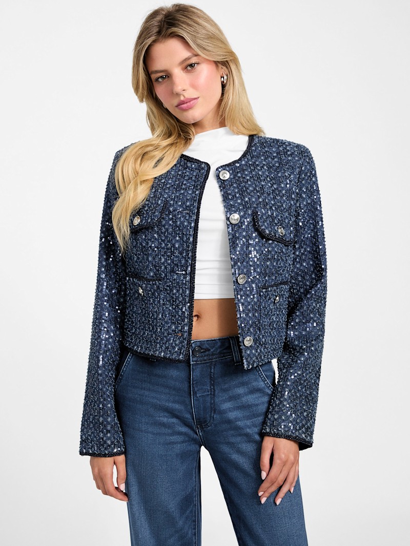 Elisa Sequin Denim Jacket | GUESS Canada