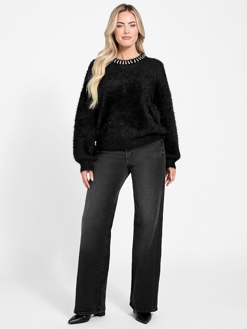 Arisa Rhinestone Neck Sweater | GUESS