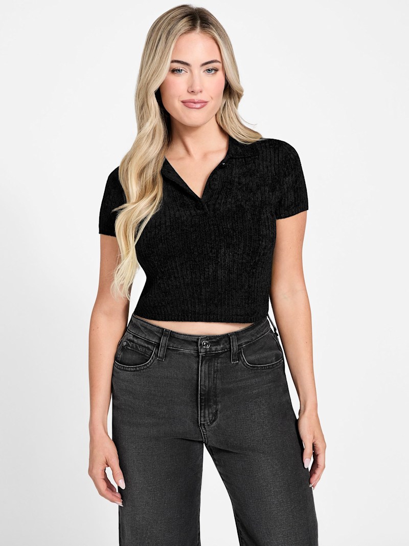 Mona Chenille Crop Polo | GUESS