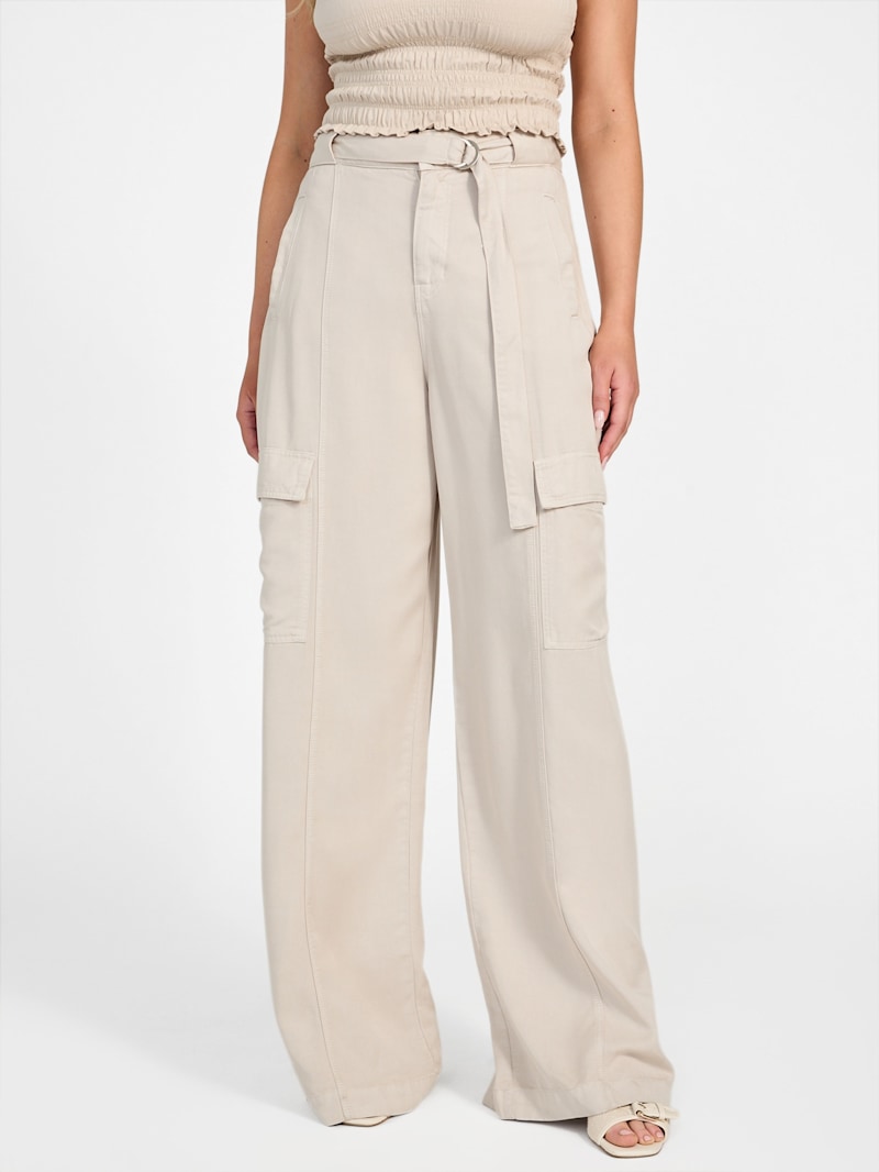 GUESS Women's Chris Cargo Pants - Stretch Nylon With Triangle Patch Logo