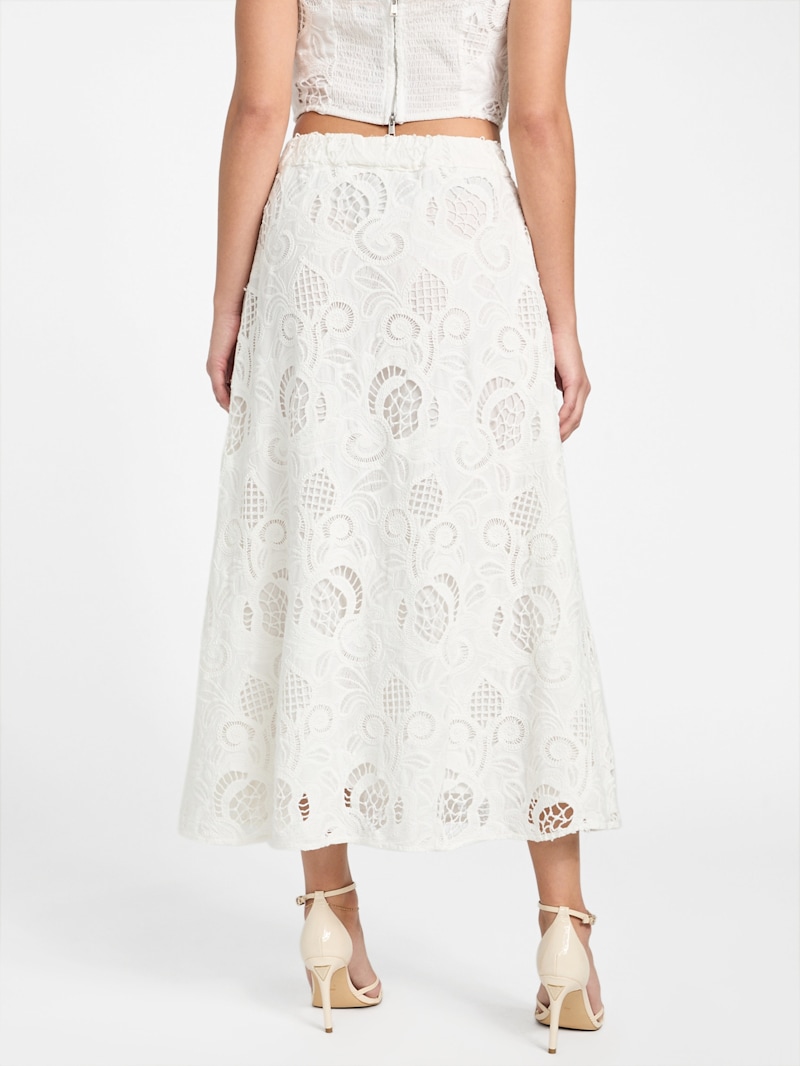 ワンピース OFF WHITE Women Mid Skirts OWDB455 WHITE Eco Domitille Long Embroidered Skirt | GUESS Canada