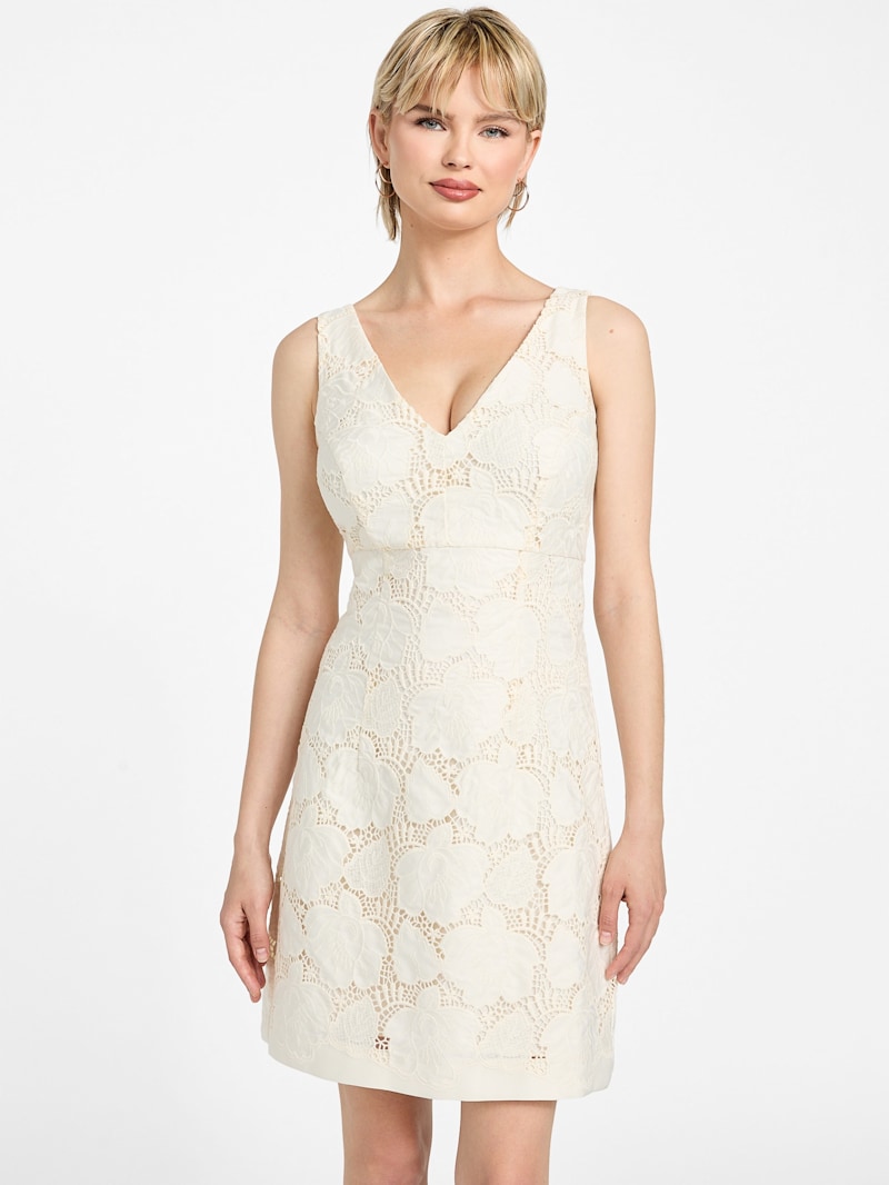 ワンピース Scala Lace-Trimmed Dress A/W 2002 'Supercalifragilistic' Ivory Sleeveless Lace Dress