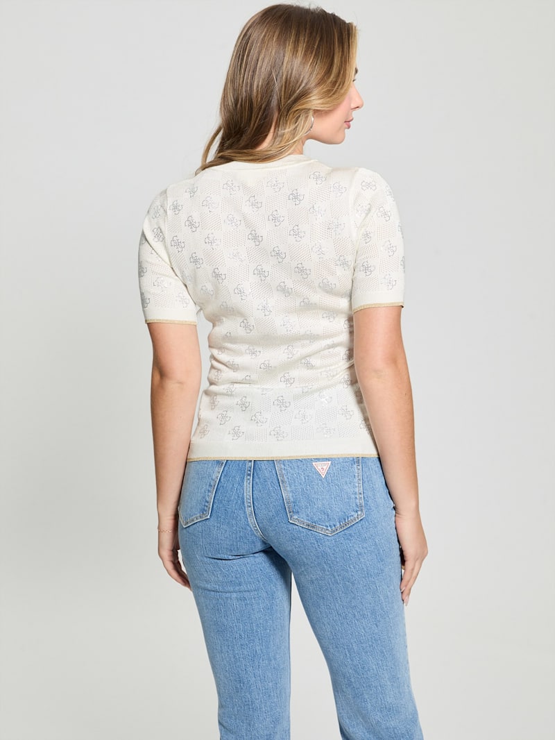 売れ筋商品|||ゲス カットソー トップス レディース Women's Rosie Four-G Rhinestone Sweater Sky High Rosie Quattro G Sweater Top | GUESS