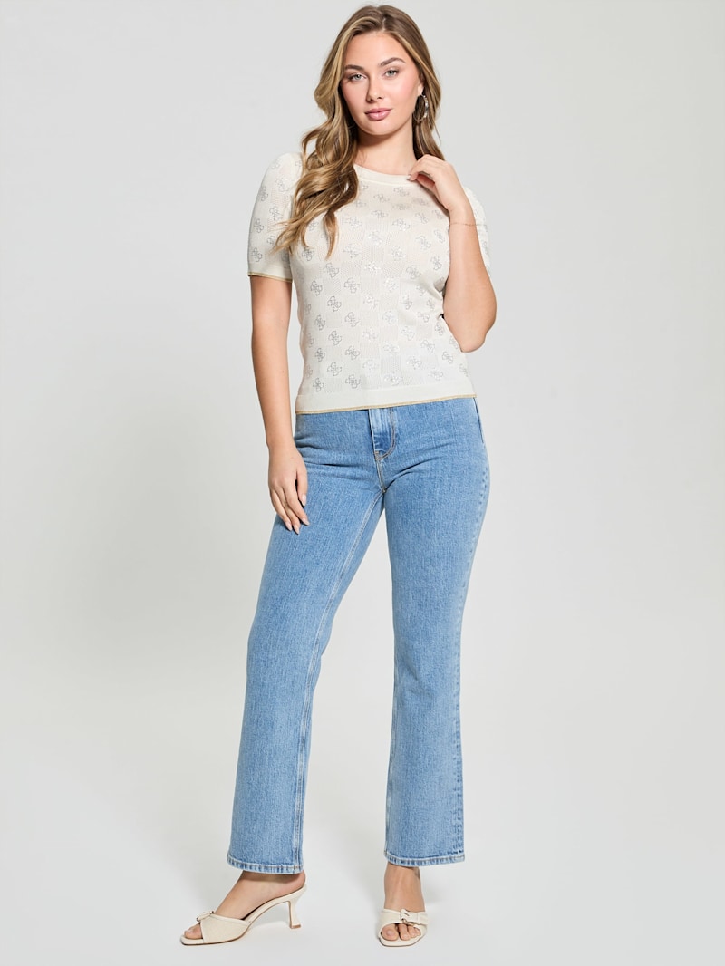 売れ筋商品|||ゲス カットソー トップス レディース Women's Rosie Four-G Rhinestone Sweater Sky High Rosie Quattro G Sweater Top | GUESS