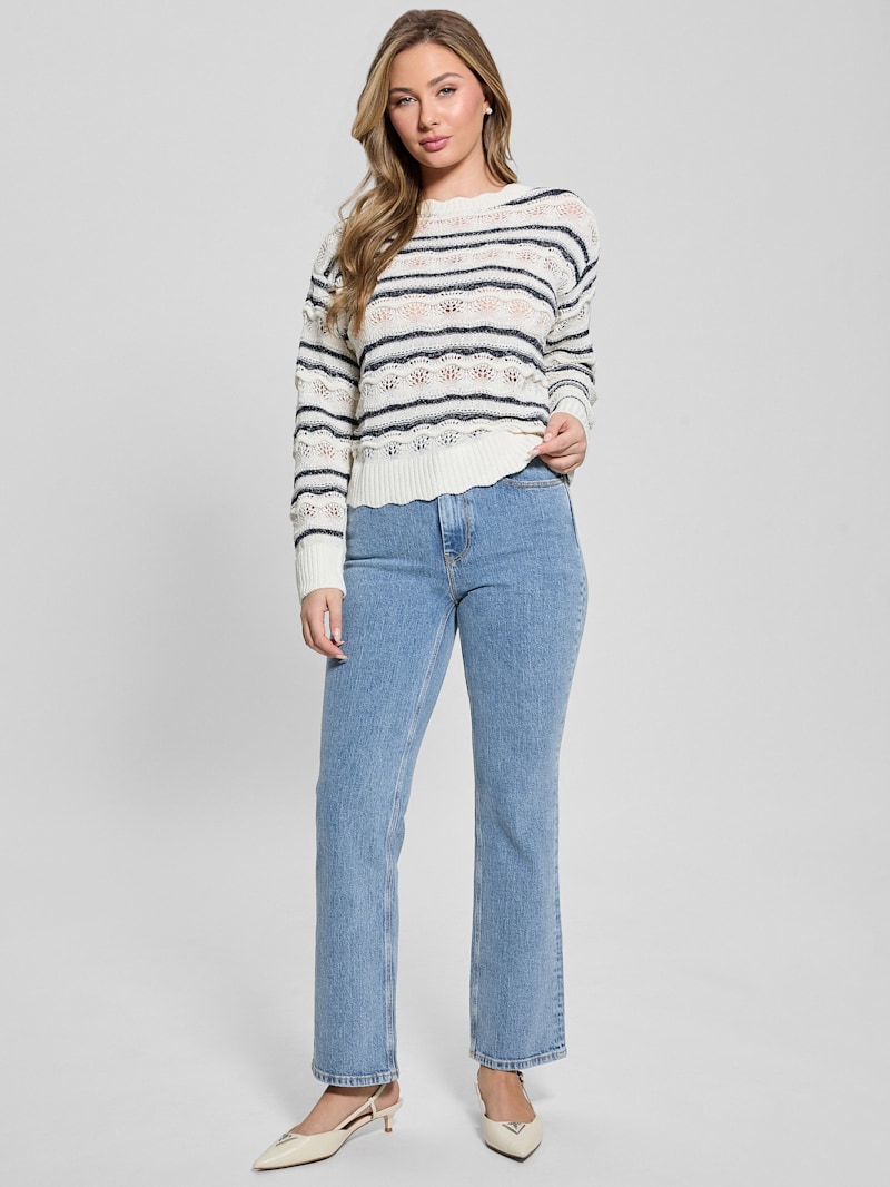 Valerie Striped Open-Knit Sweater | GUESS