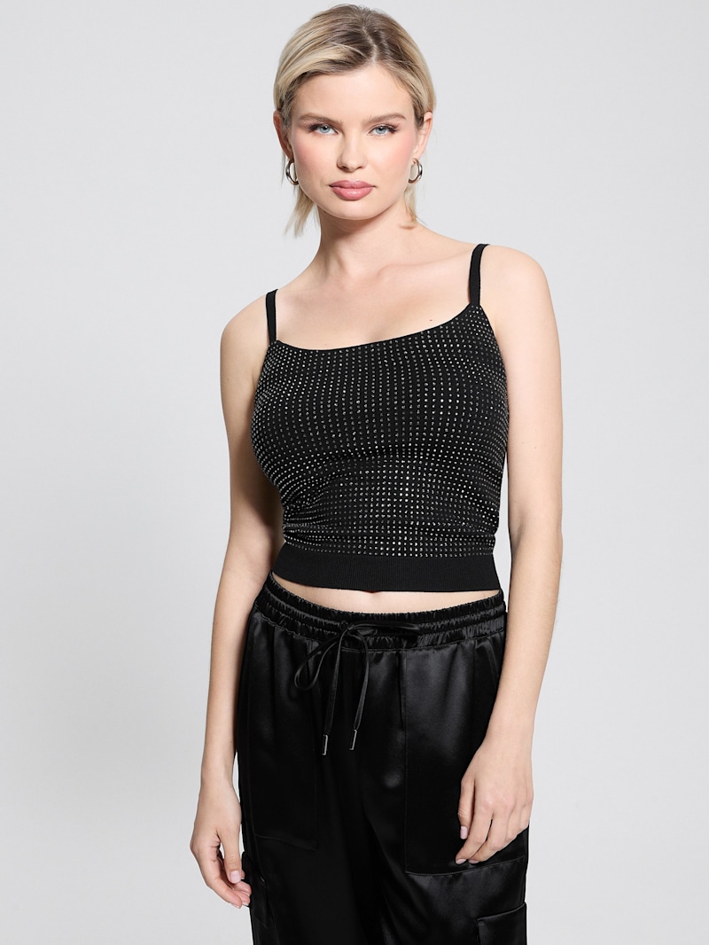 Khloe Rhinestone Sweater Tank | GUESS Canada