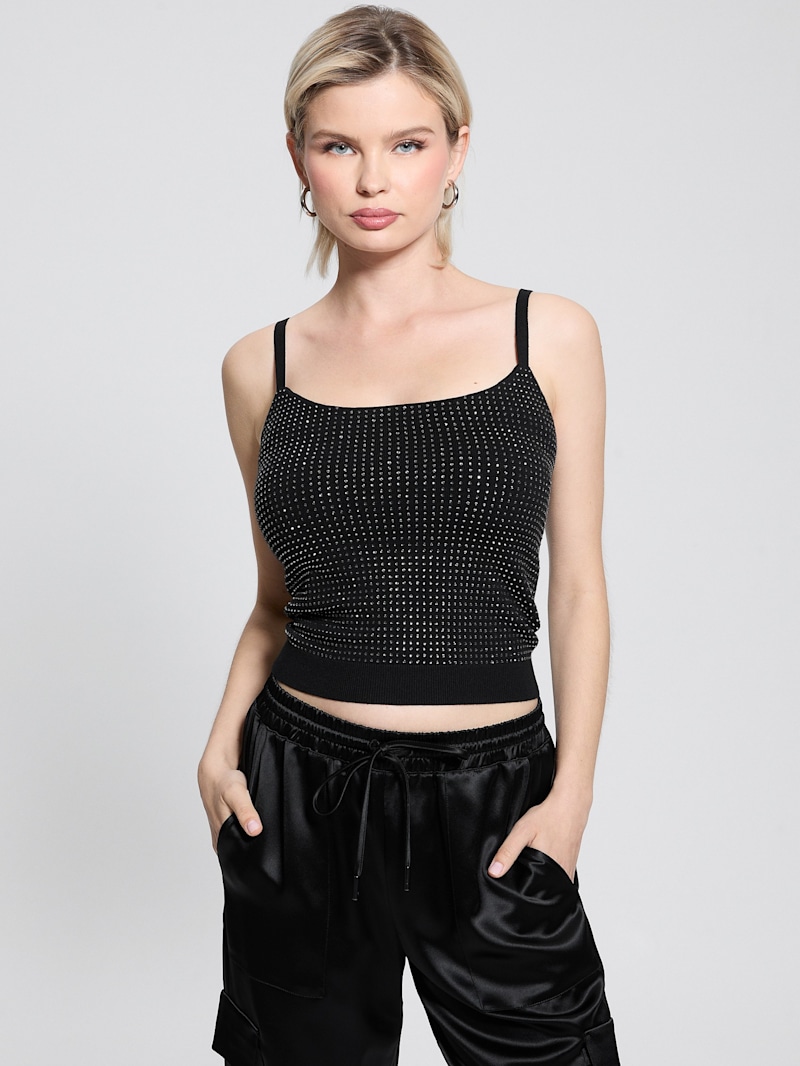 Khloe Rhinestone Sweater Tank | GUESS Canada
