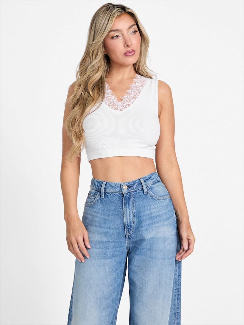 Raquel Lace-Trim Seamless Crop Top | GUESS