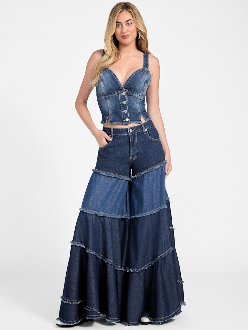 Escape Tiered Patchwork Wide Leg Jeans | GUESS