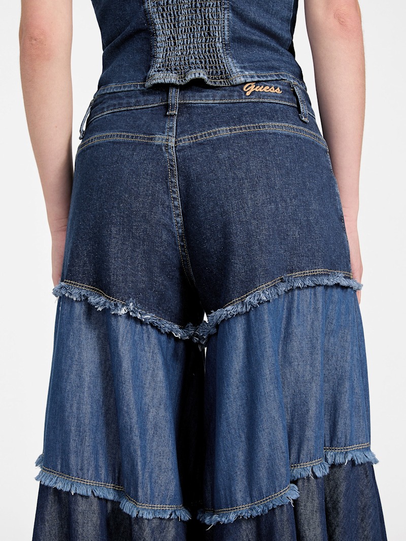 Escape Tiered Patchwork Wide Leg Jeans | GUESS