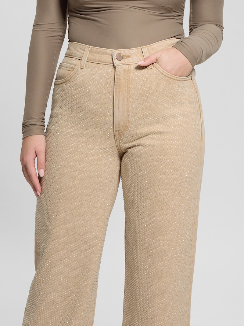 ★人気★GUESS★M-tone Distorted Diamond Wide Denim Pants GUESS Women's Eco Dakota High Wide Crop, Oh My at Amazon