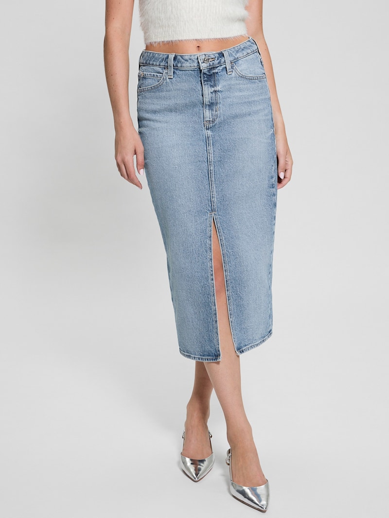 ROLAROLA★大人気★DENIM MIDI SKIRT Women's Denim midi skirt with slit | Blue | Diesel