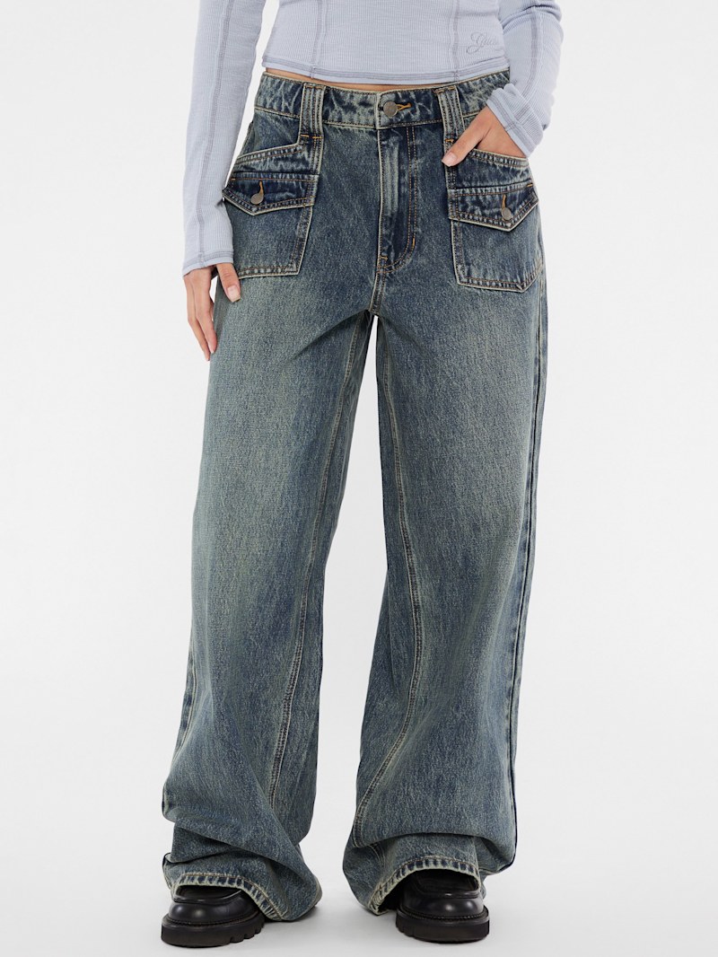 【COLOR iN ID】More pocket wide denim GUESS Originals Double Patch Pocket Wide Leg Jeans | GUESS