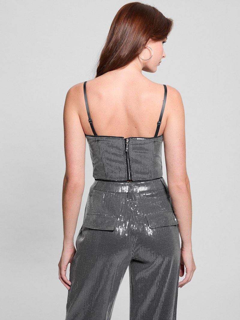 トップス gajess lady bustier 36 grey Cassia Sequined Bustier Top | GUESS