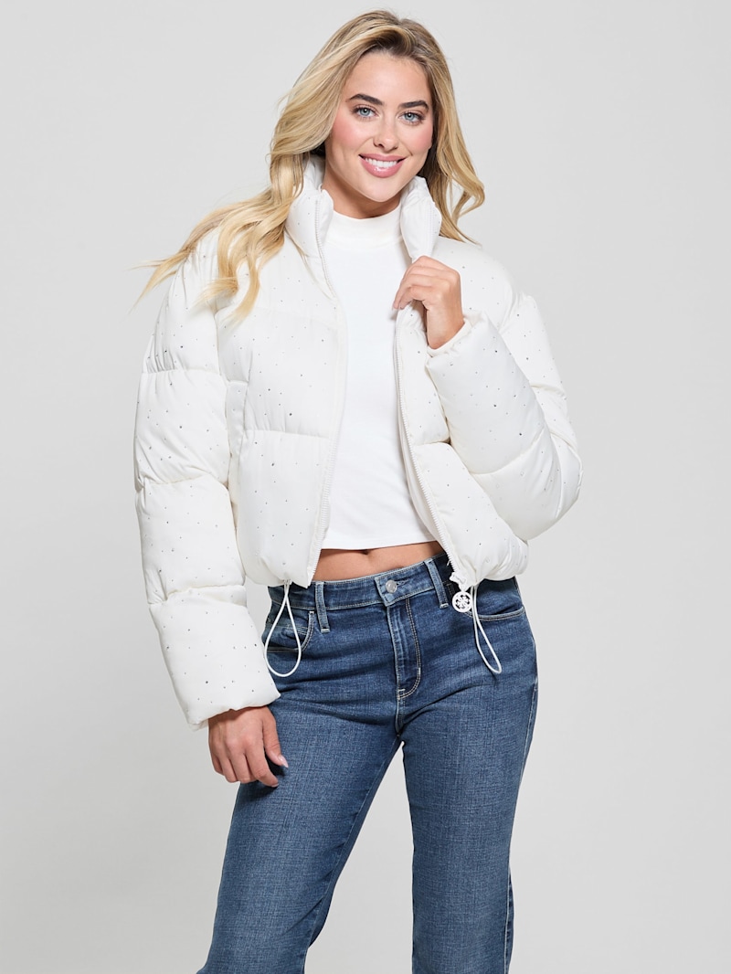 ジャケット Hashtag DDD Hot Rhinestone White Vest Jacket Bride Fringe Jacket - White Denim Jacket - Rhinestone Bride