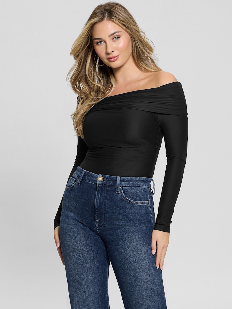 トップス UNOF SLEEVE CUT TOPS 2color 】ウエストレースカットアウトオフショルトップス