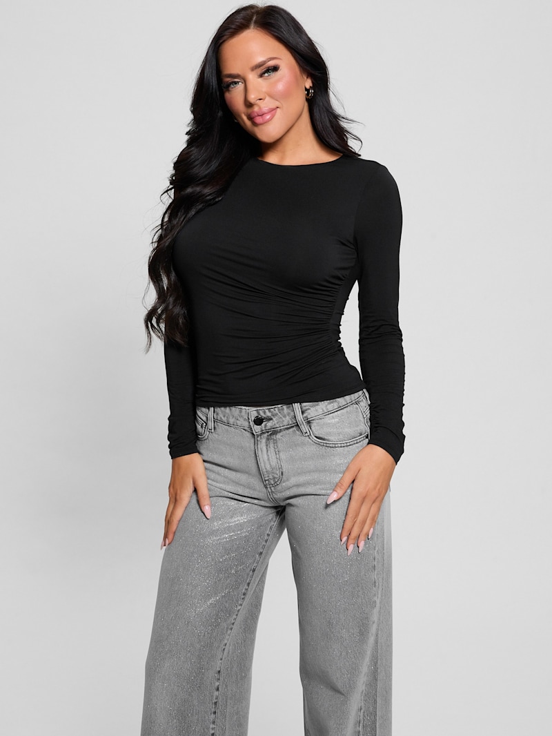 売れ筋商品|||ジェイエムコレクション カットソー トップス レディース Plus Size Printed Shirred Tee, Exclusively at Macy's Deep Black Combo JM Collection Plus Size Shirts & Tops - Macy's