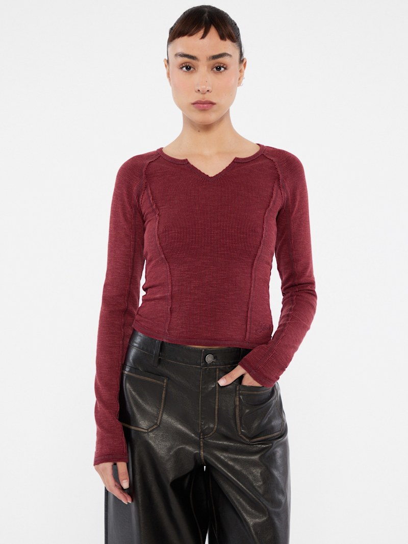 GUESS Originals Notched Long-Sleeve Top | GUESS