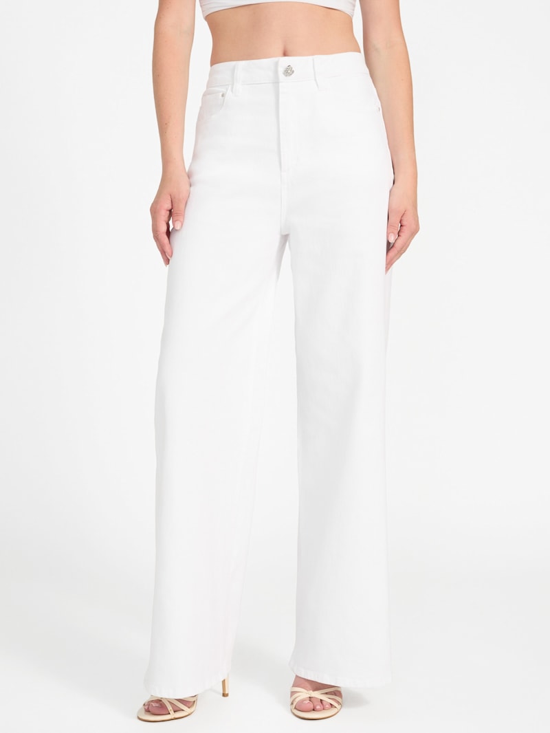 【MODERNIF】White Semi-Wide Denim Pants Mardi Wide Leg Jeans | GUESS