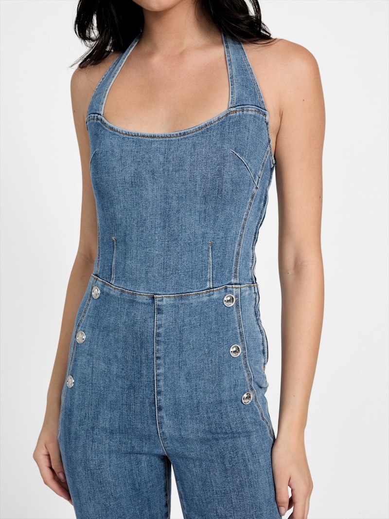 【user_44b987d5】 Eco Claire Denim Halter Jumpsuit | GUESS Canada