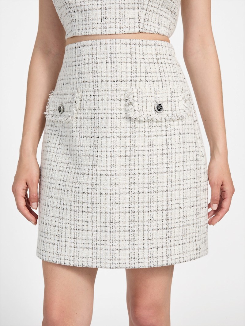 【I AM MARI】23FW★ Celloa Wool Tweed H Line Skirt Eco Annamaria Mini Tweed Skirt | GUESS Canada