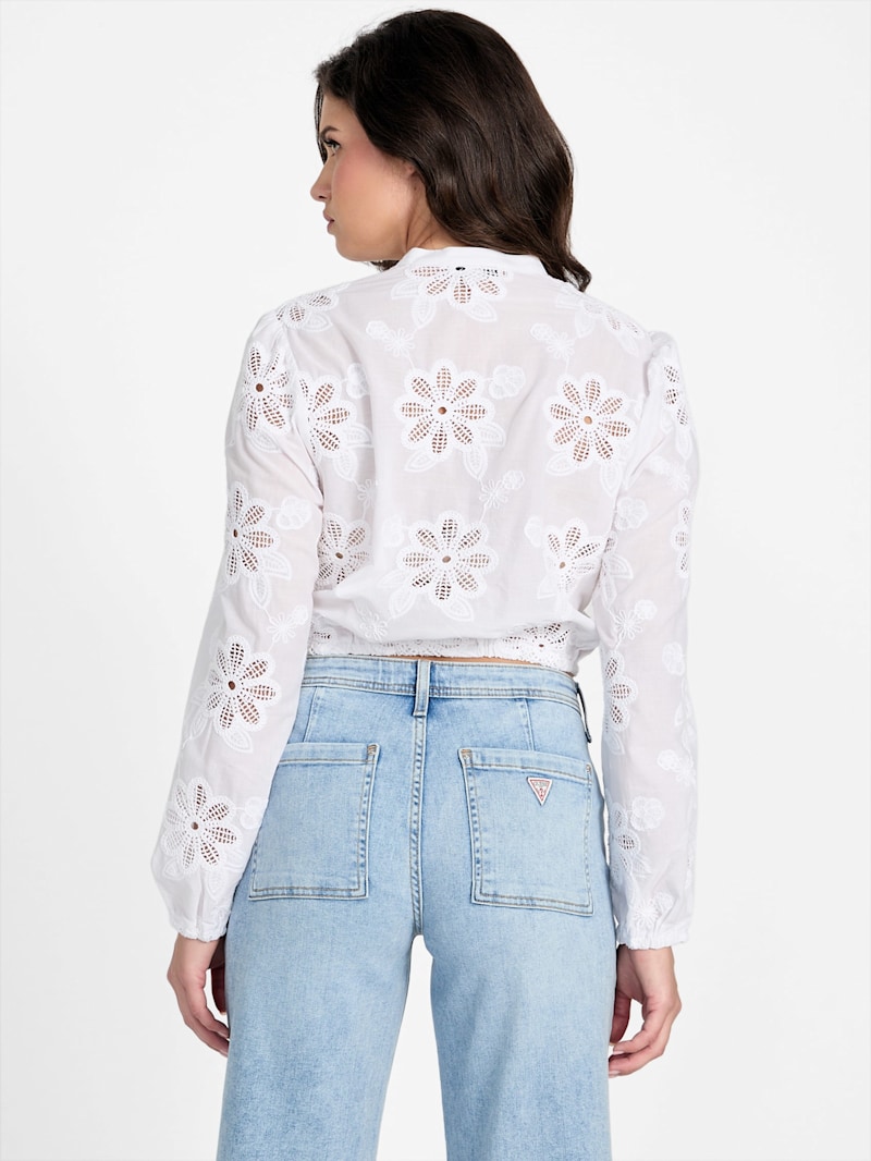 Hazel Embroidered Eyelet Top | GUESS