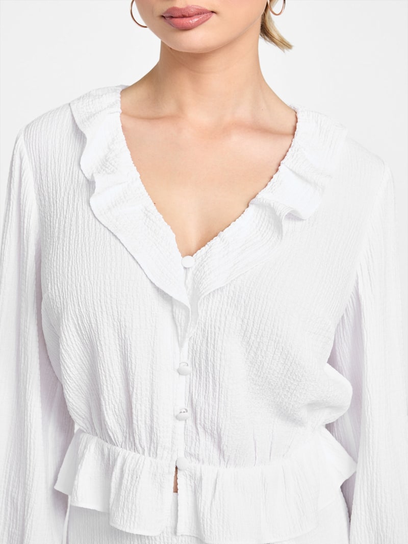 新品未使用　OHGA RUFFLE SHOULDER ホワイト OHGA】新品未使用 RUFFLE SHOULDERホワイト