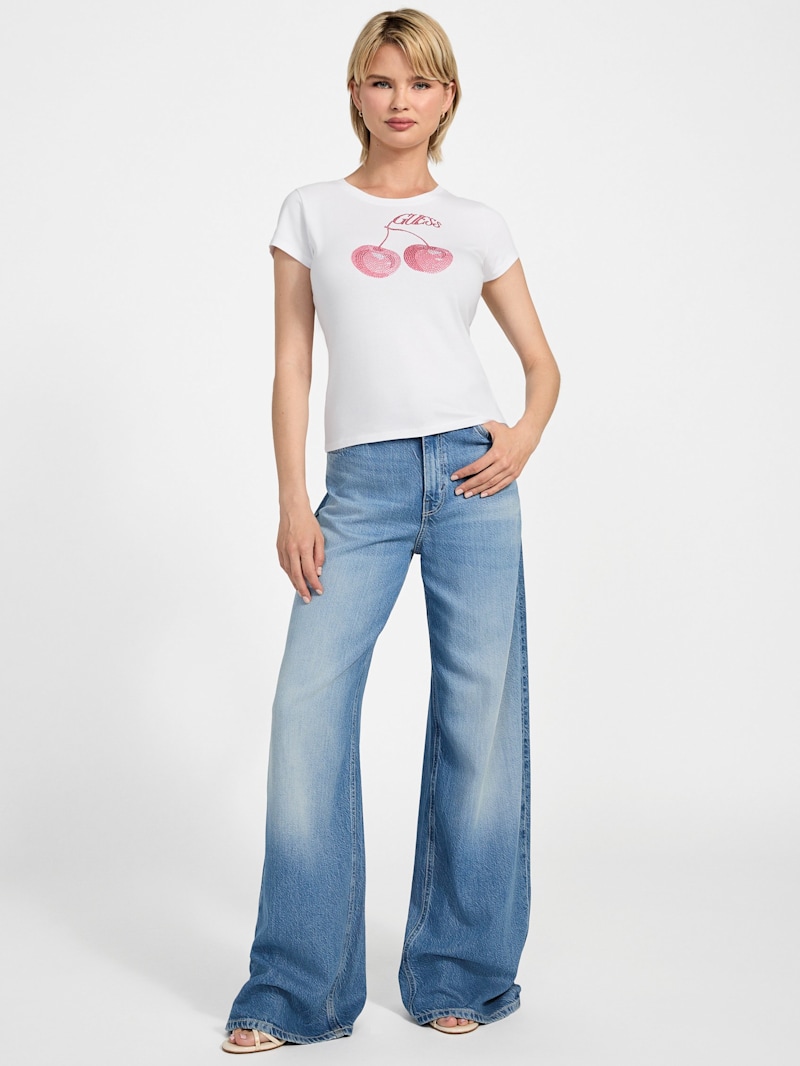 tシャツ RECYCLED DENIM LOOPBACK JERSEY レディース Eco Deedee Beaded Tee | GUESS Factory