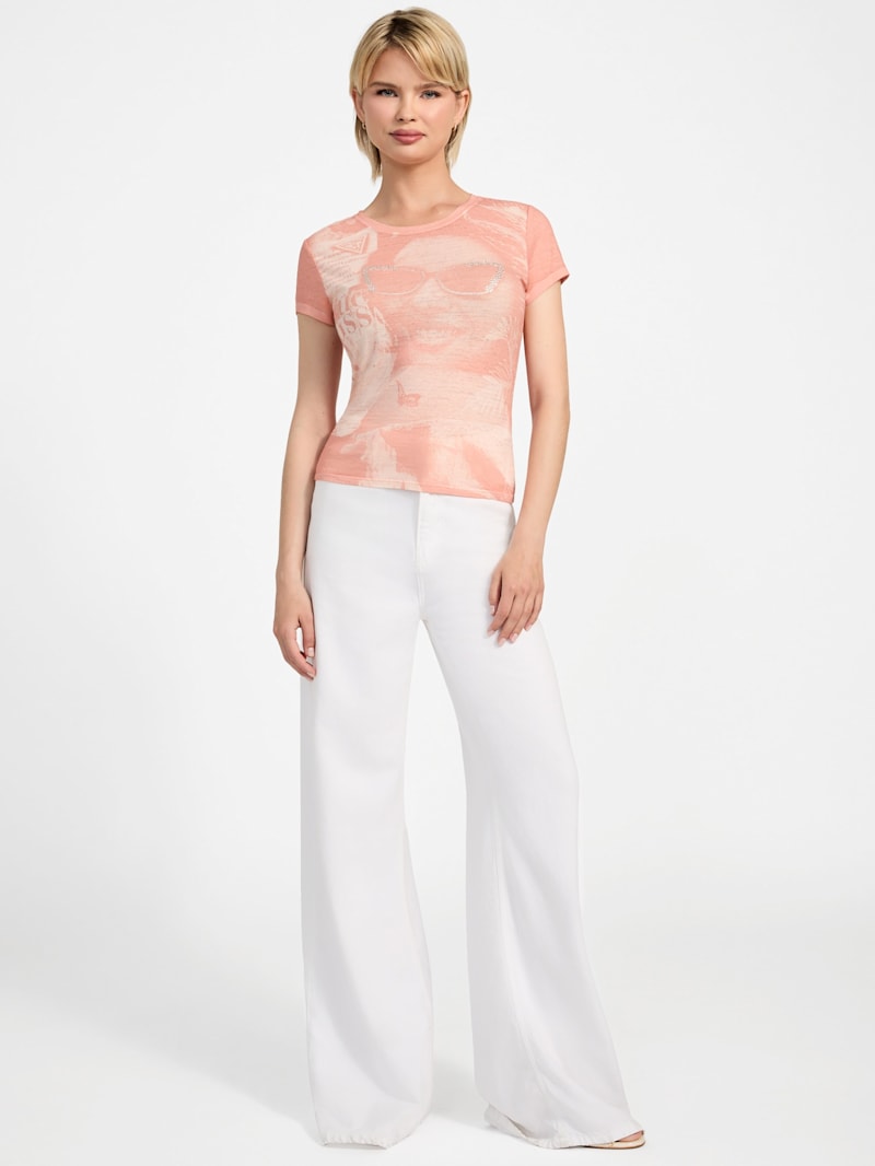 Rhinestone Sunnies Burnout Tee | GUESS