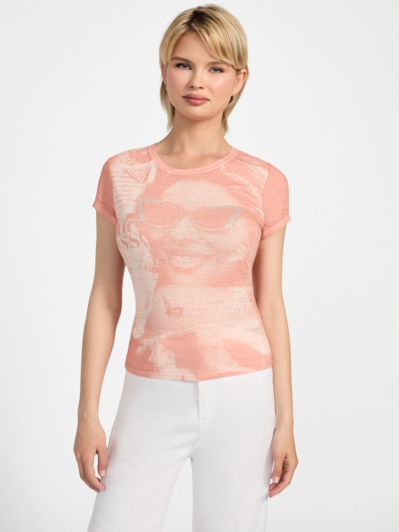 Rhinestone Sunnies Burnout Tee | GUESS