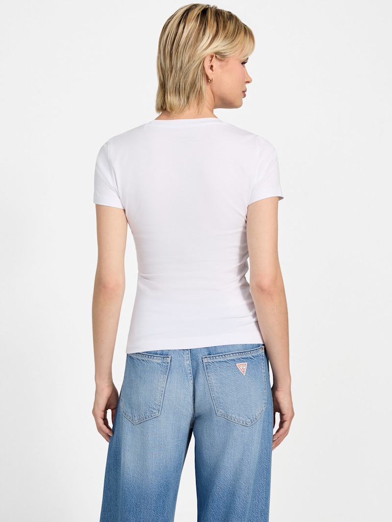 売れ筋商品|||ゲス Tシャツ レディース トップス EMBROIDERY SCRIPT LOGO - Print T-shirt - pure white Eco Embroidered Script Logo Tee | GUESS