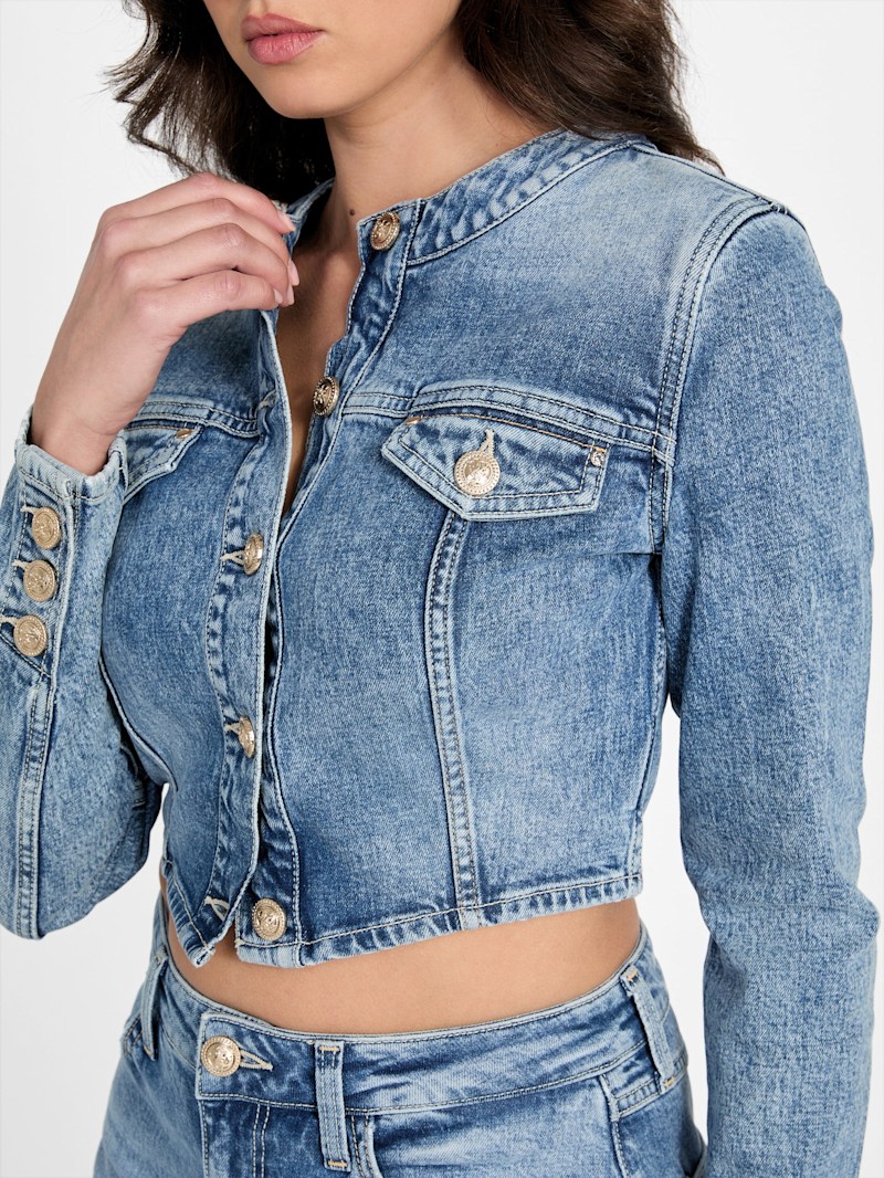 Eco Gemma Cropped Denim Jacket | GUESS Canada