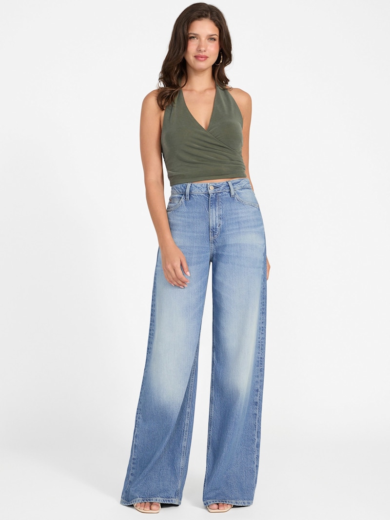 りえ STUDDED HALTER TOP - Gray green | ZARA Canada