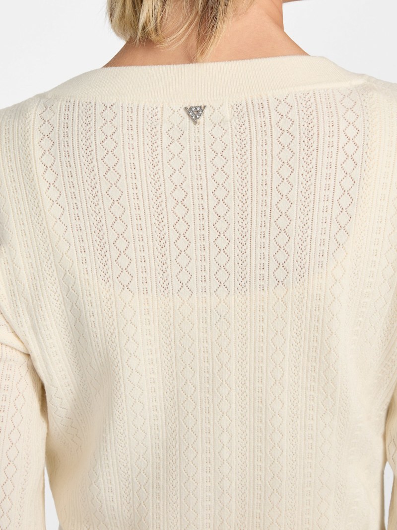 売れ筋商品|||ゲス ニット&セーター レディース アウター LYLA - Cardigan - cream white Eco Lyla Bow Cardigan Sweater | GUESS