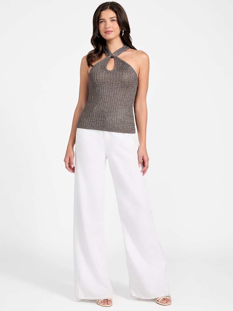 Ella Keyhole Lurex Sweater Top | GUESS