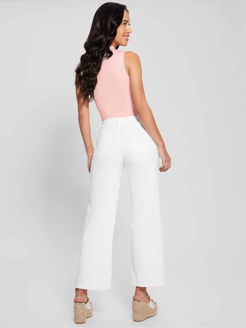 デニム・ジーパン Off White Denim Flared Jeans ZARA】Z1975 HIGH-WAIST CULOTTE ボタンディテール デニム (ZARA