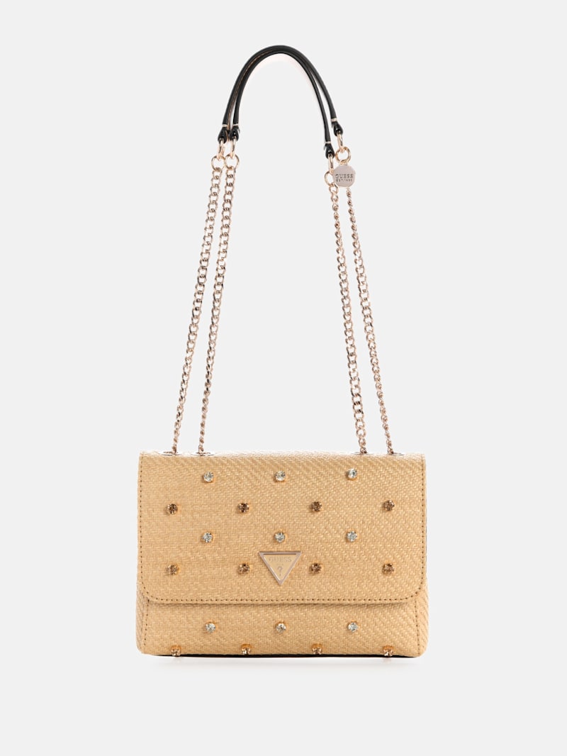 Giully II Raffia Rhinestone Convertible Bag | GUESS