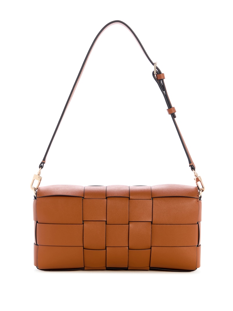 Guess■MAYLEE 格子 ミニ バケットバッグ Brown Maylee Woven Shoulder Bag | GUESS